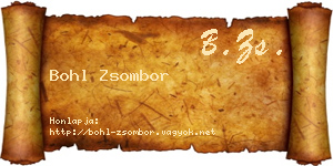 Bohl Zsombor névjegykártya